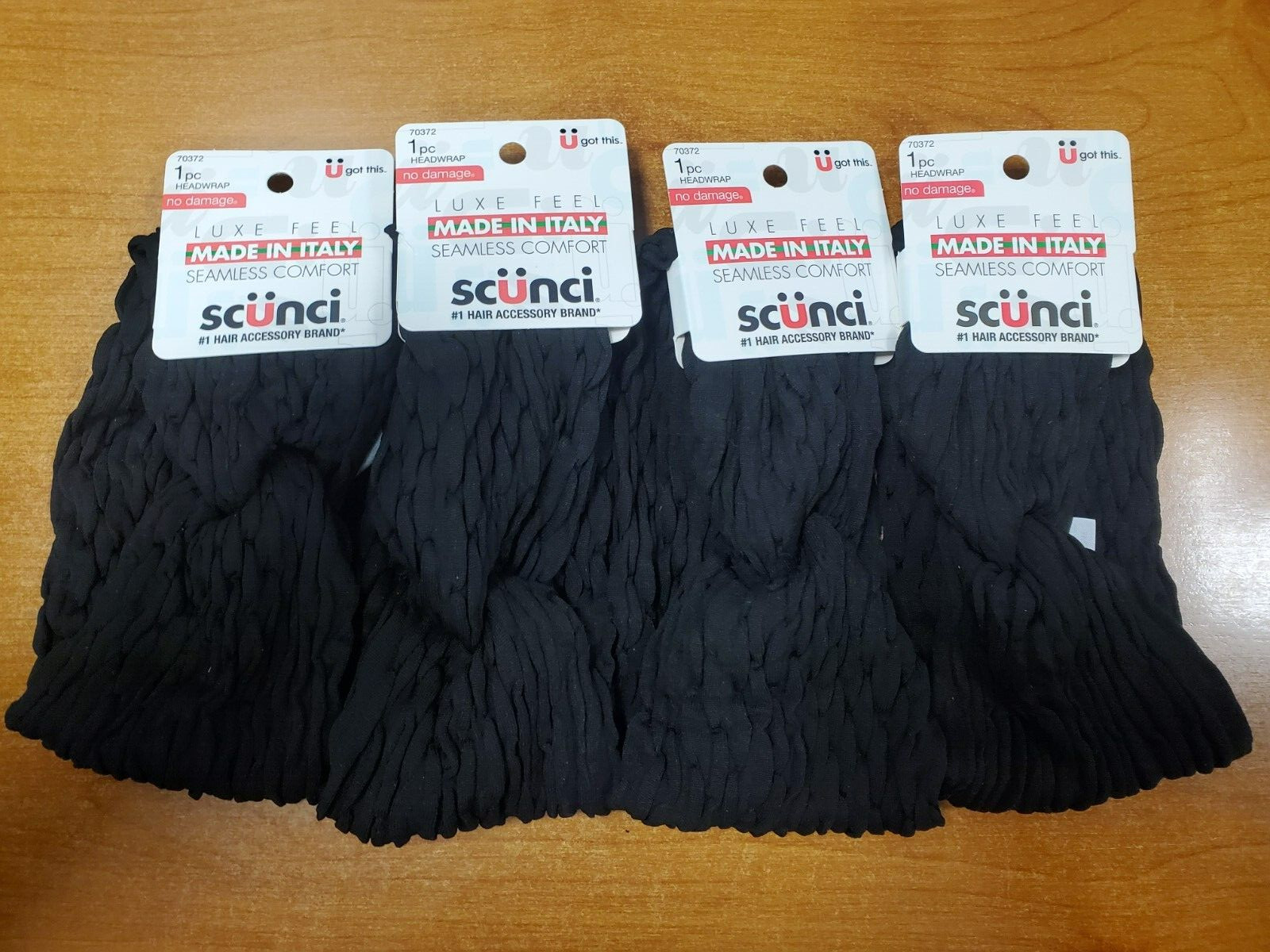 4 Pack: Scunci Extra Wide Twist Headwrap Black Headband (3722-R9P1b)