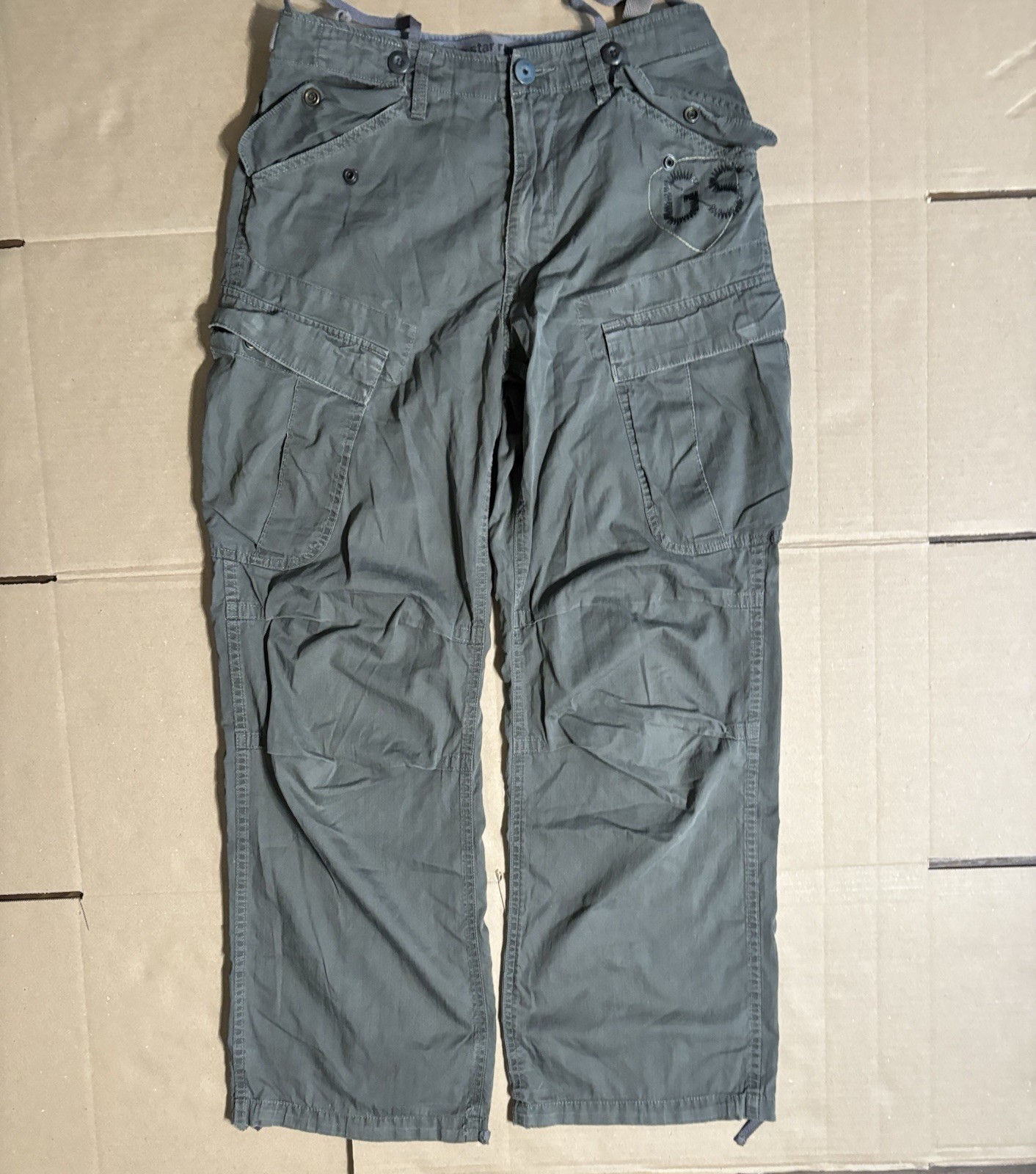 G-Star RAW Rovic Men’s Utility Cargo Pants W34 Gray Cotton Twill Straight