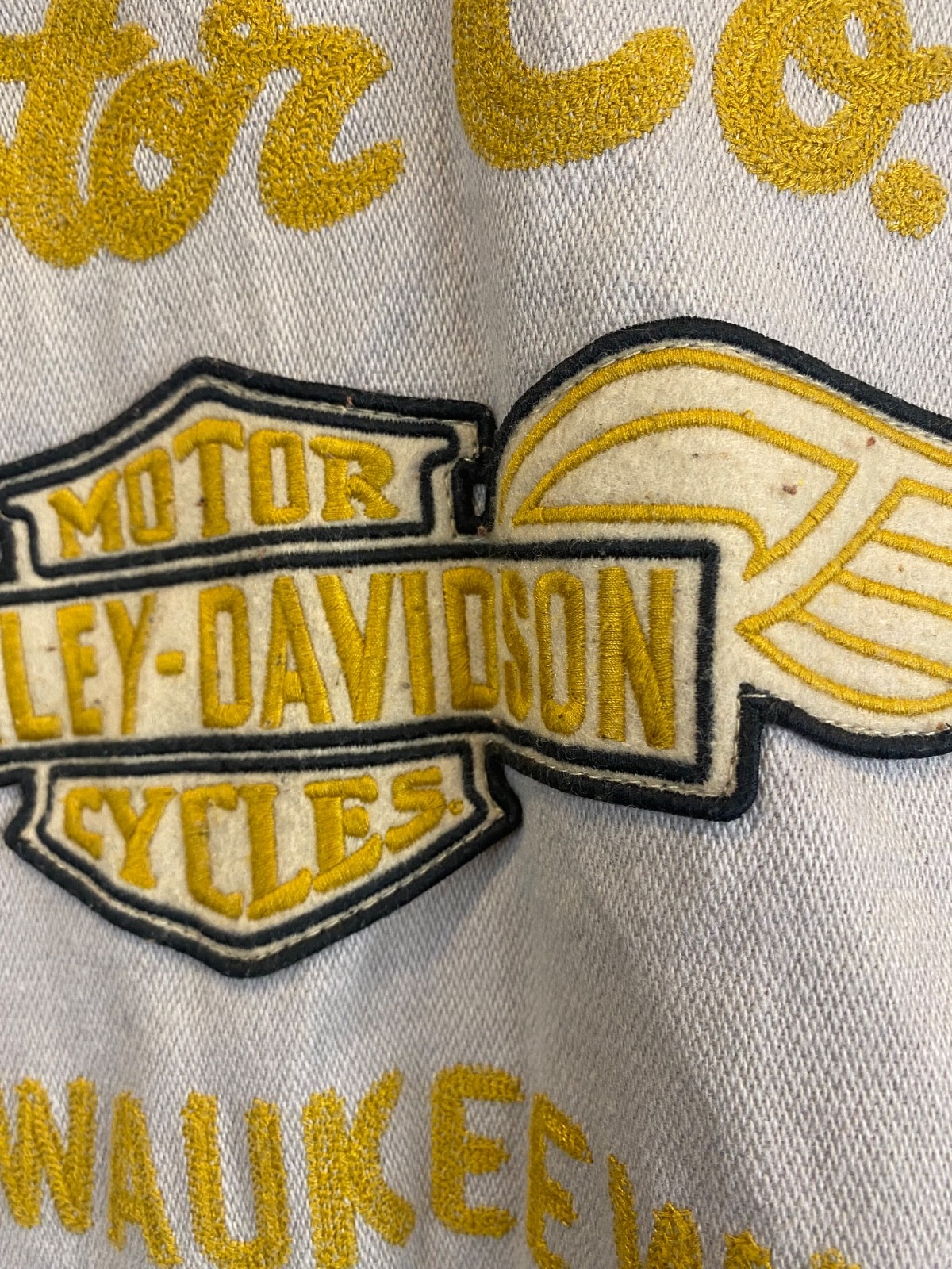 Harley-Davidson 1903 Winged Logo Motor Co Denim Jacket Removable Hood Size 22-24