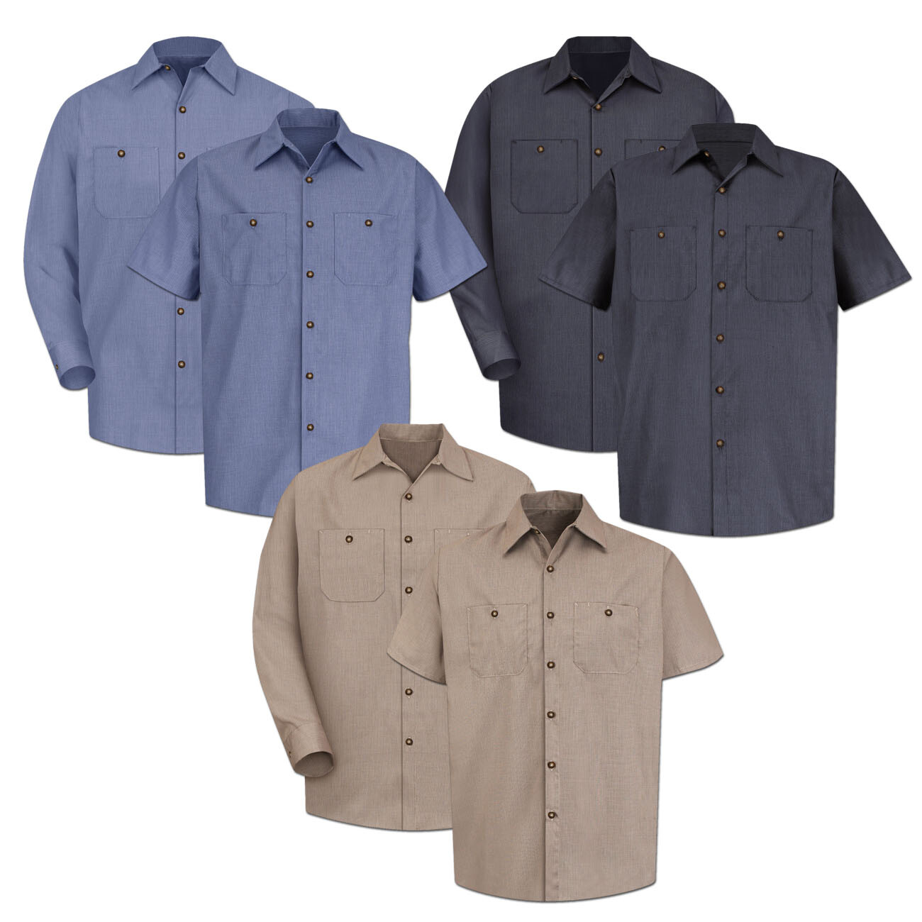 Red Kap Work Shirt Poplin Geometric Microcheck 2 Pocket Men’s Industrial Uniform