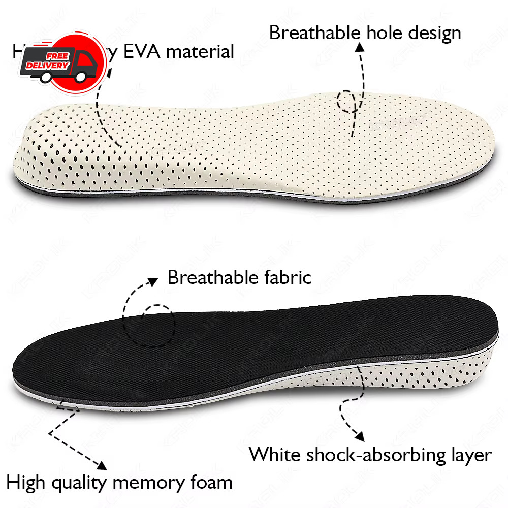 Height Increase Insoles 2-5cm Memory Foam EVA Shoe Lifts Inserts for Men-Women
