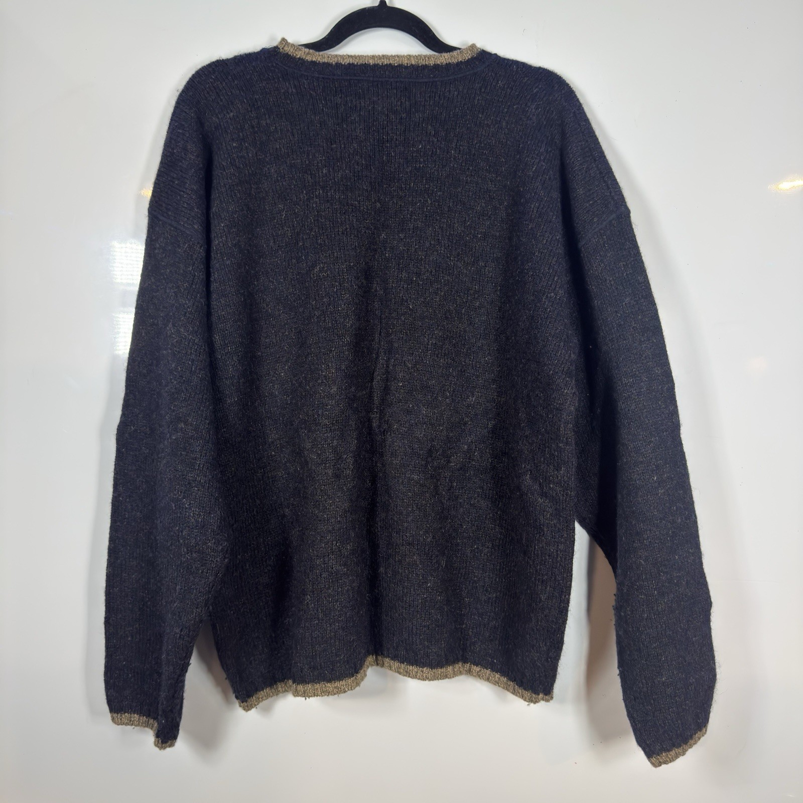 VTG Orvis Sweater Mens XL Blue Wool Crewneck Fisherman Knit Multicolor USA Made