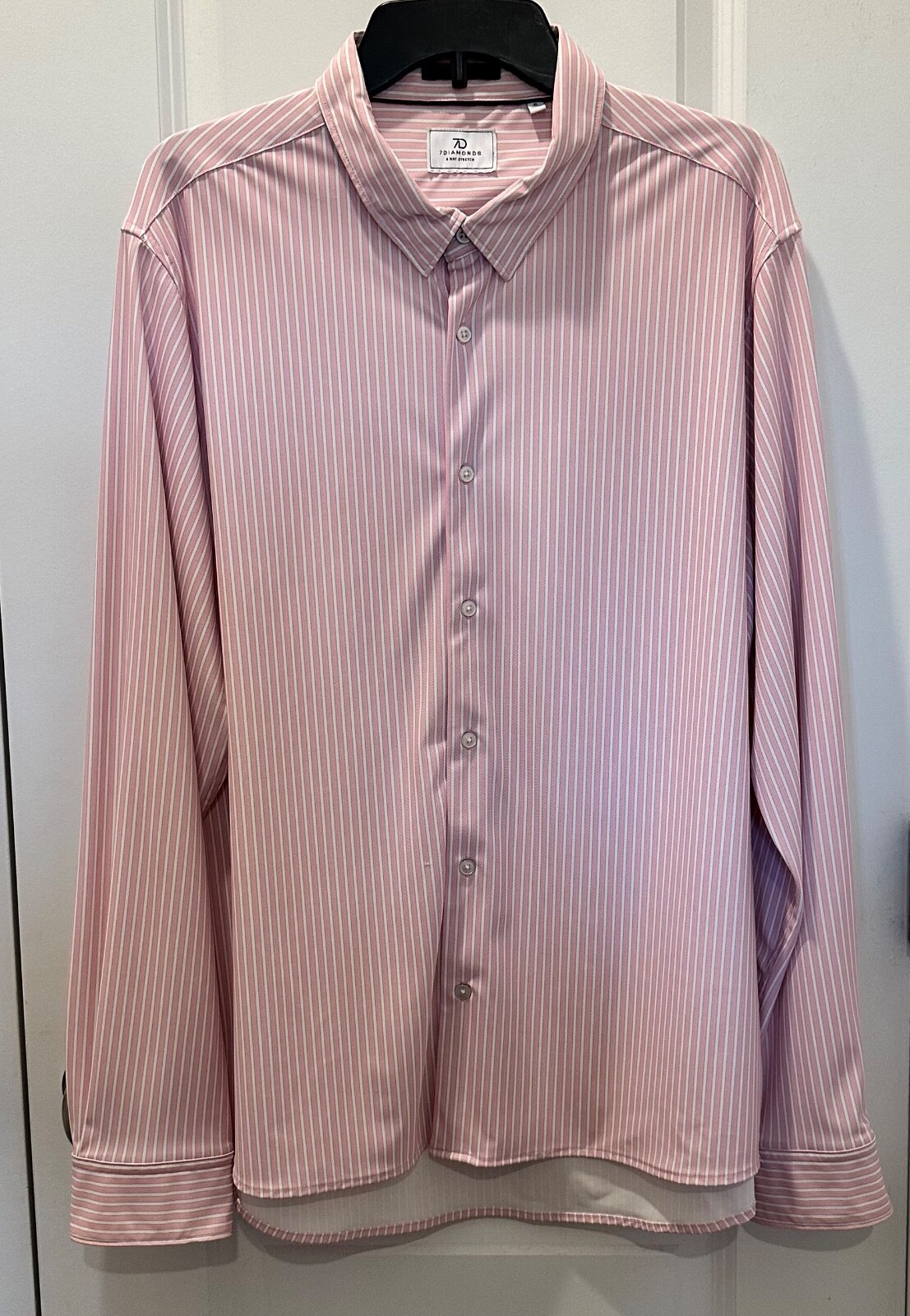 7D 7DIAMONDS PINK STRIPES CAMDEN 4 WAY STRETCH MEN’S DRESS SHIRT XL