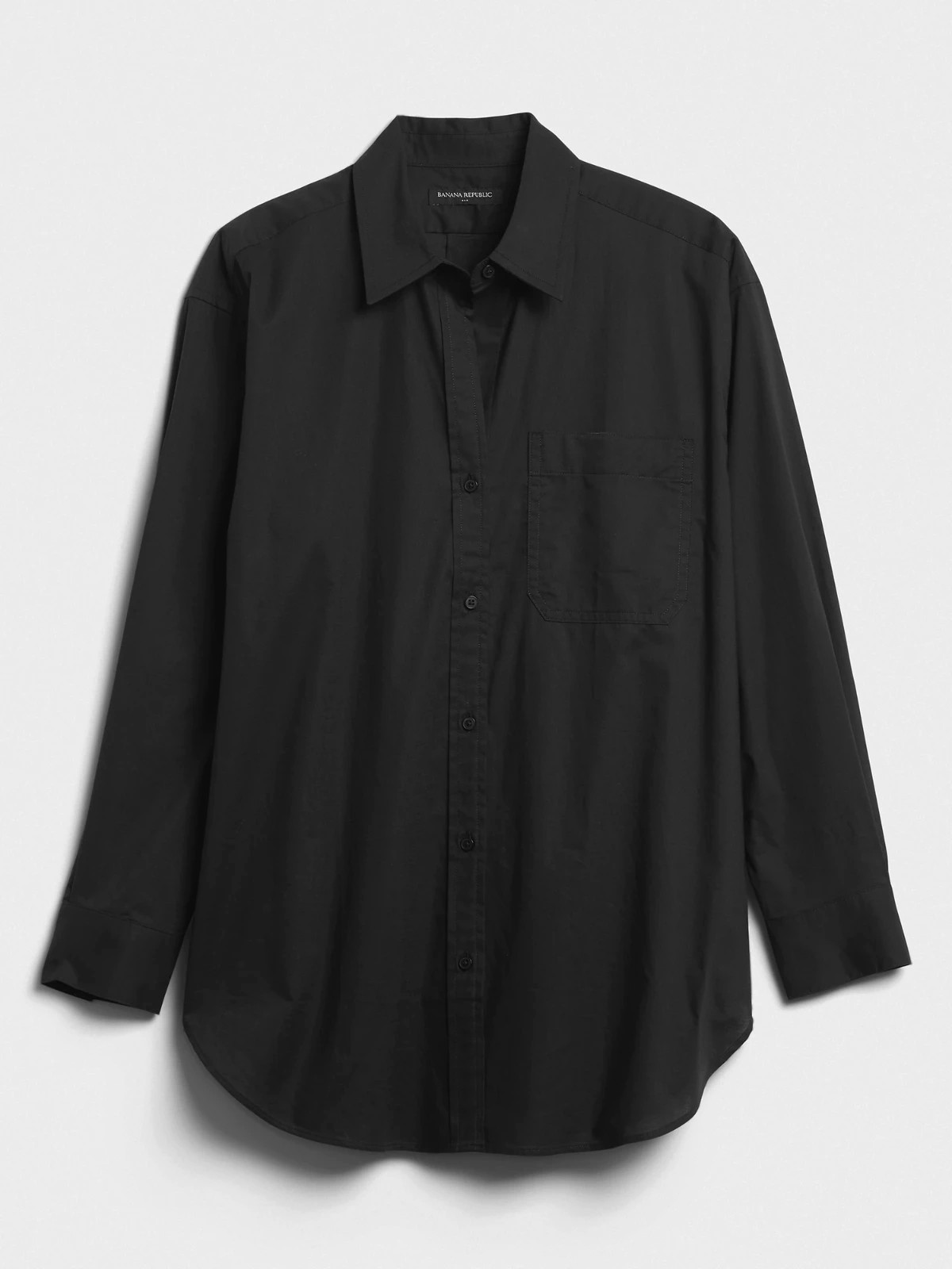 Banana Republic $75 Oversized Long Sleeve Black 100% Cotton Shirt Size M NWT