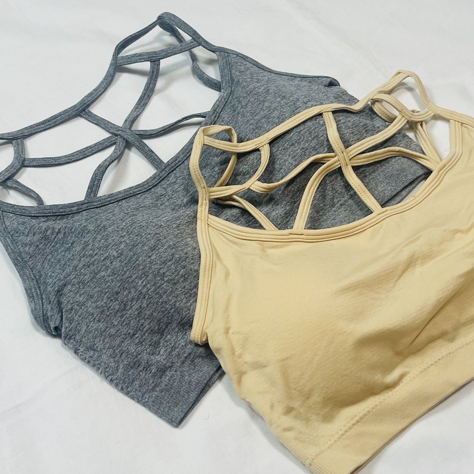 2-pk Zenana Women’s Cage Front Bralette Sports Bra Adjustable Strap PADDED, L/XL