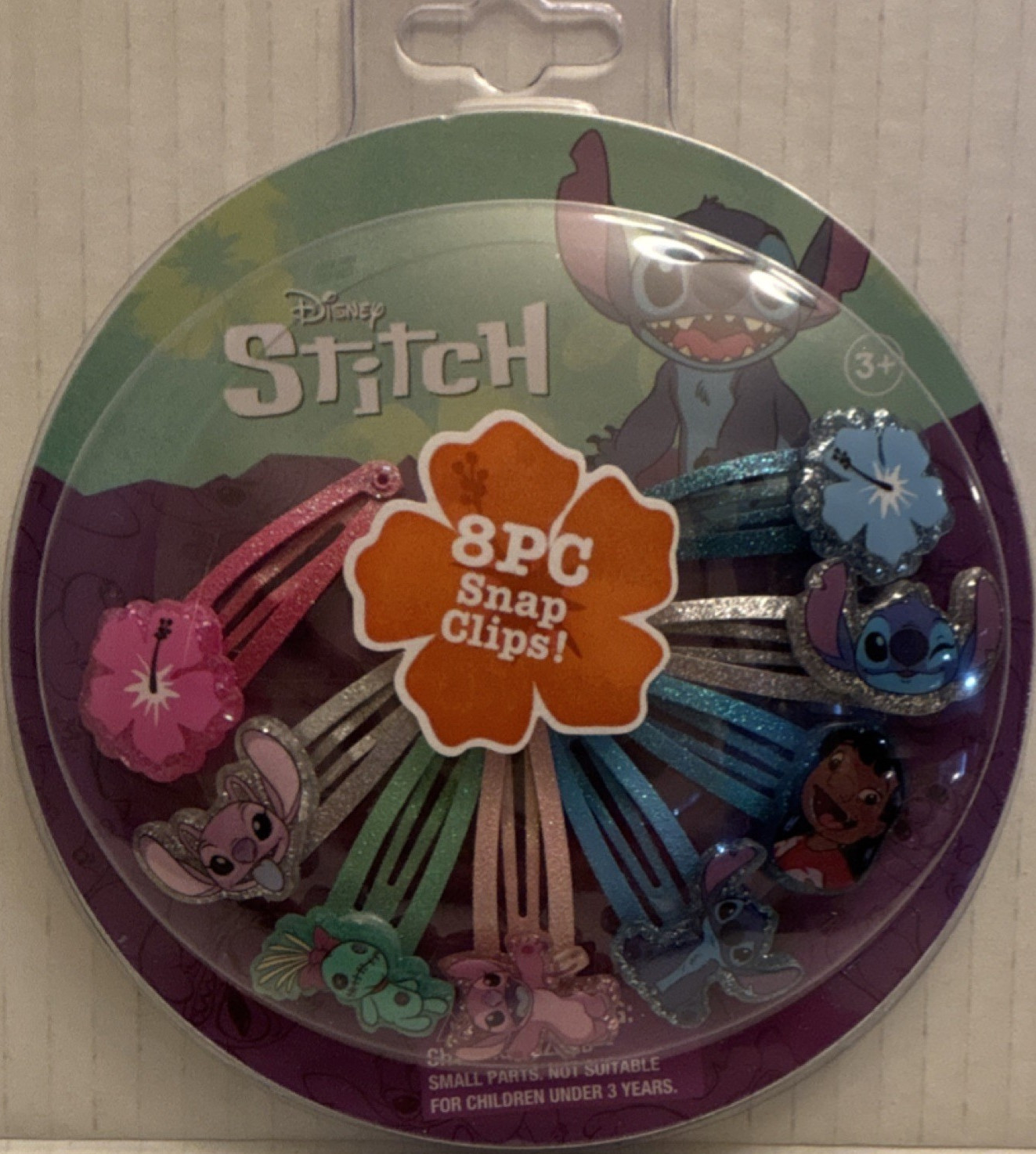 Disney Lilo & Stitch Glitter Snap Clips Multicolor Girls Hair Accessories 8PC