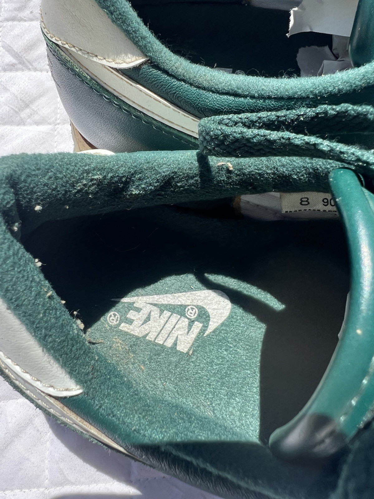 Vintage 1980s Nike Cortez Size 8 Green Leather Shoes Made in Republic of Korea