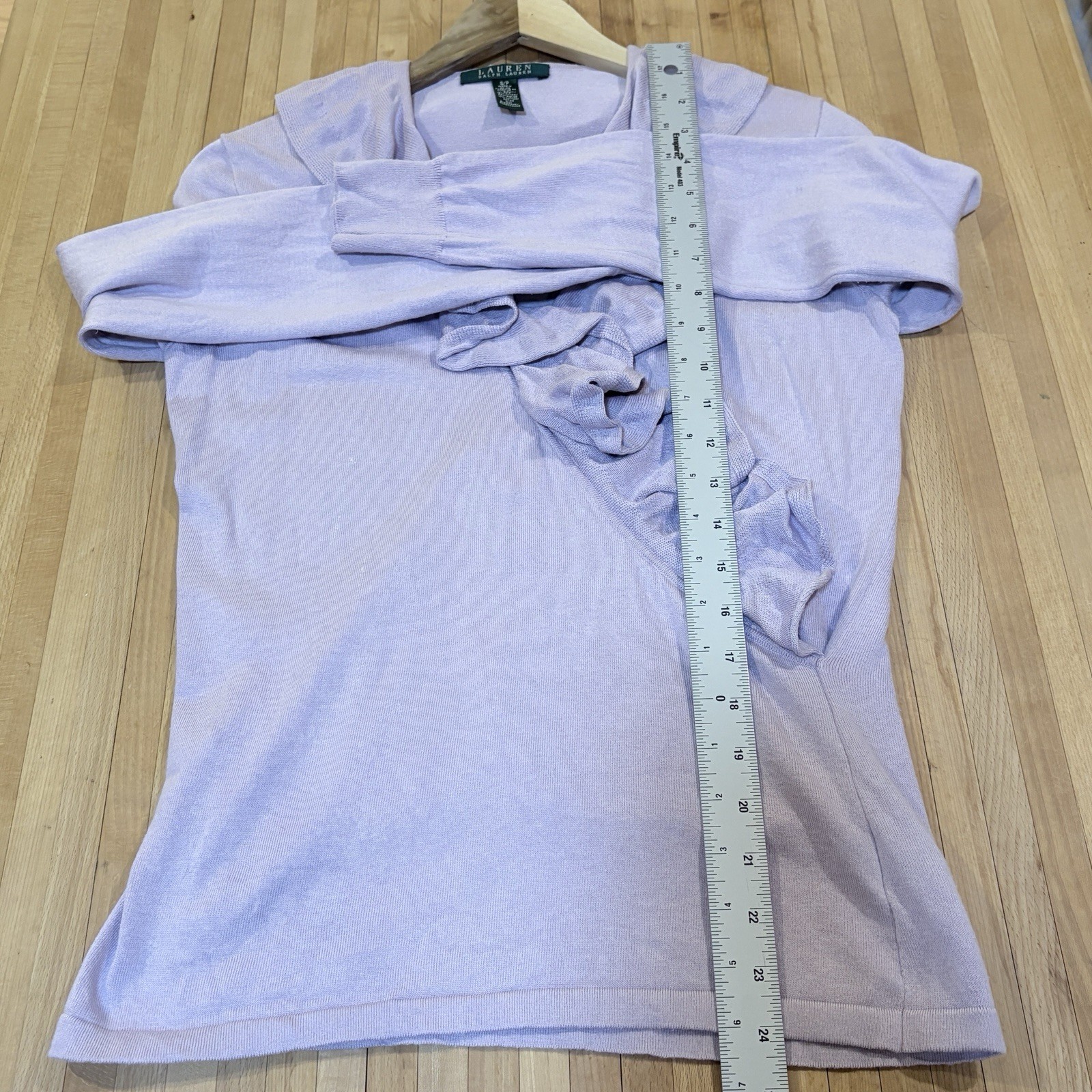 Lauren Ralph Lauren Light Purple Ruffle Wrap Sweater Silk Blend Women’s Small
