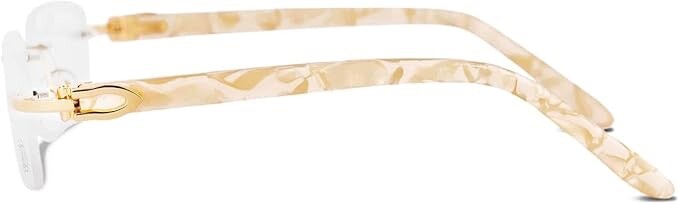 Hip Hop Rimless Wood Gold Frame Retro Vintage Hip Hop Mens Clear Lens Glasses