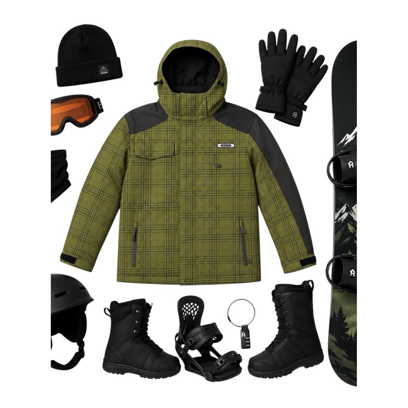 House Bomb Proof Green Plaid Snowboard Ski Jacket Men Large Waterproof Snow EUC