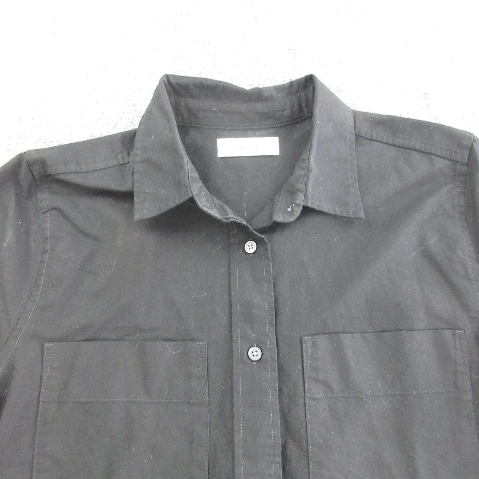 Everlane Dress Womens L Black Organic Cotton Shirt Short Sleeve Pockets Casual