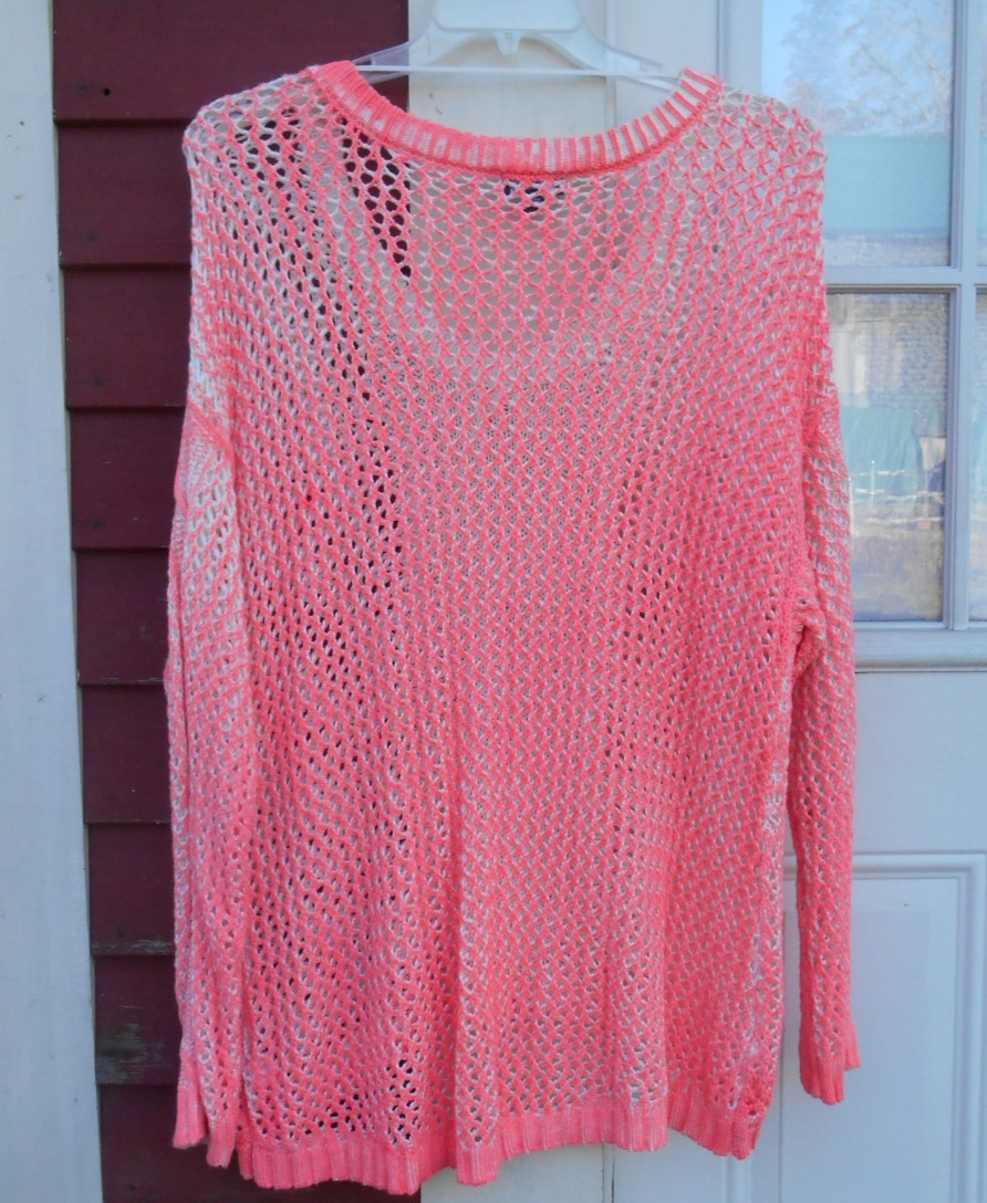 a.n.a. Size 2X Pink White Marled Long Sleeved Round Neck Cotton Blend Sweater