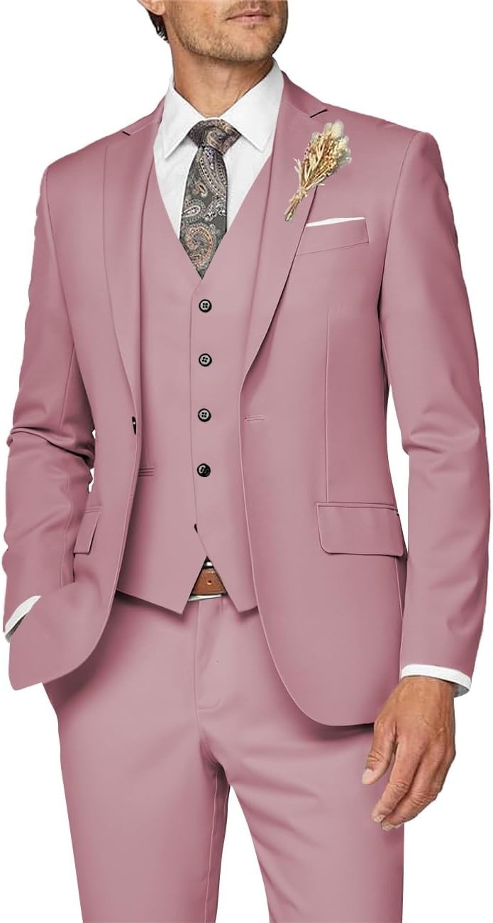3 Piece Slim Fit Suit for Men Formal Business Wedding Prom Tuxedo Set