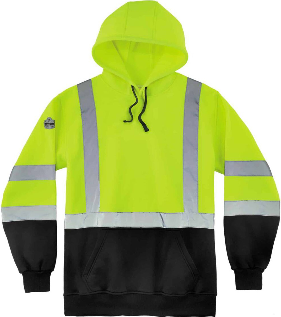 Ergodyne Men’s Class 3 Lime Green Hooded Sweatshirt – 2XL