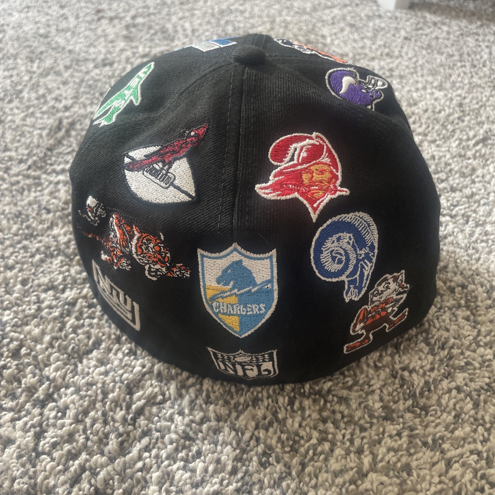 NFL Embroidered Multi-Team Men’s Casual Adjustable Black Flat Brim Cap Hat