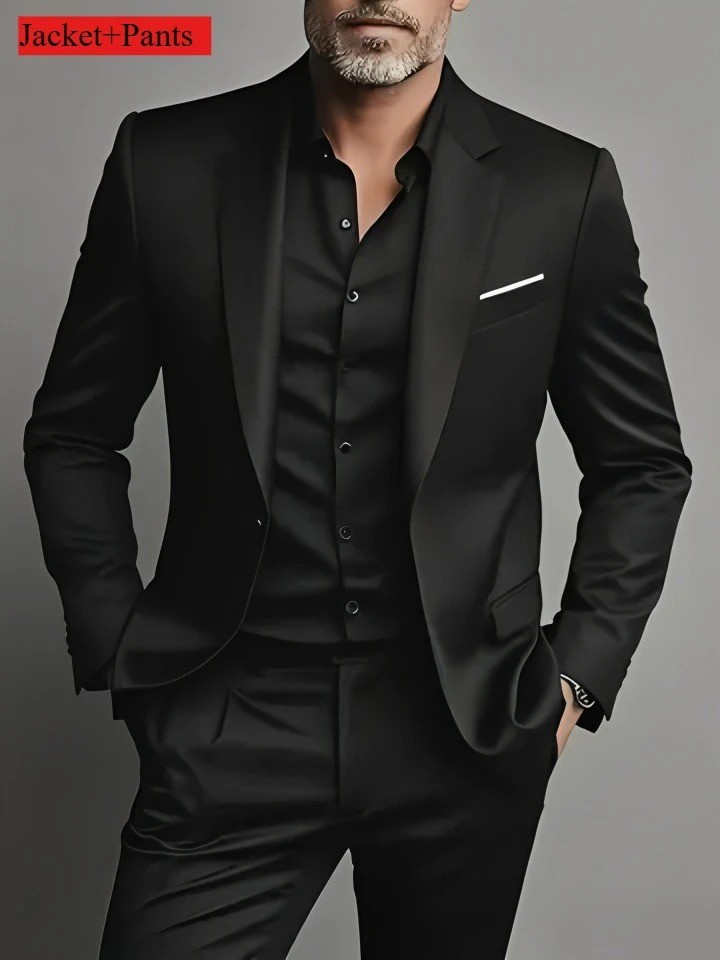 Men’s 3-Piece Slim Fit Suit Set Formal Wedding Business Party Blazer Vest Pant