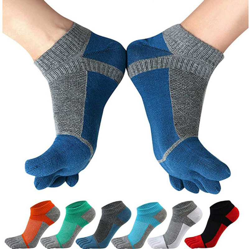 6 Pairs Five Finger Toe Sport Athletic Casual Solid Ankle Cotton Men Socks 7-11