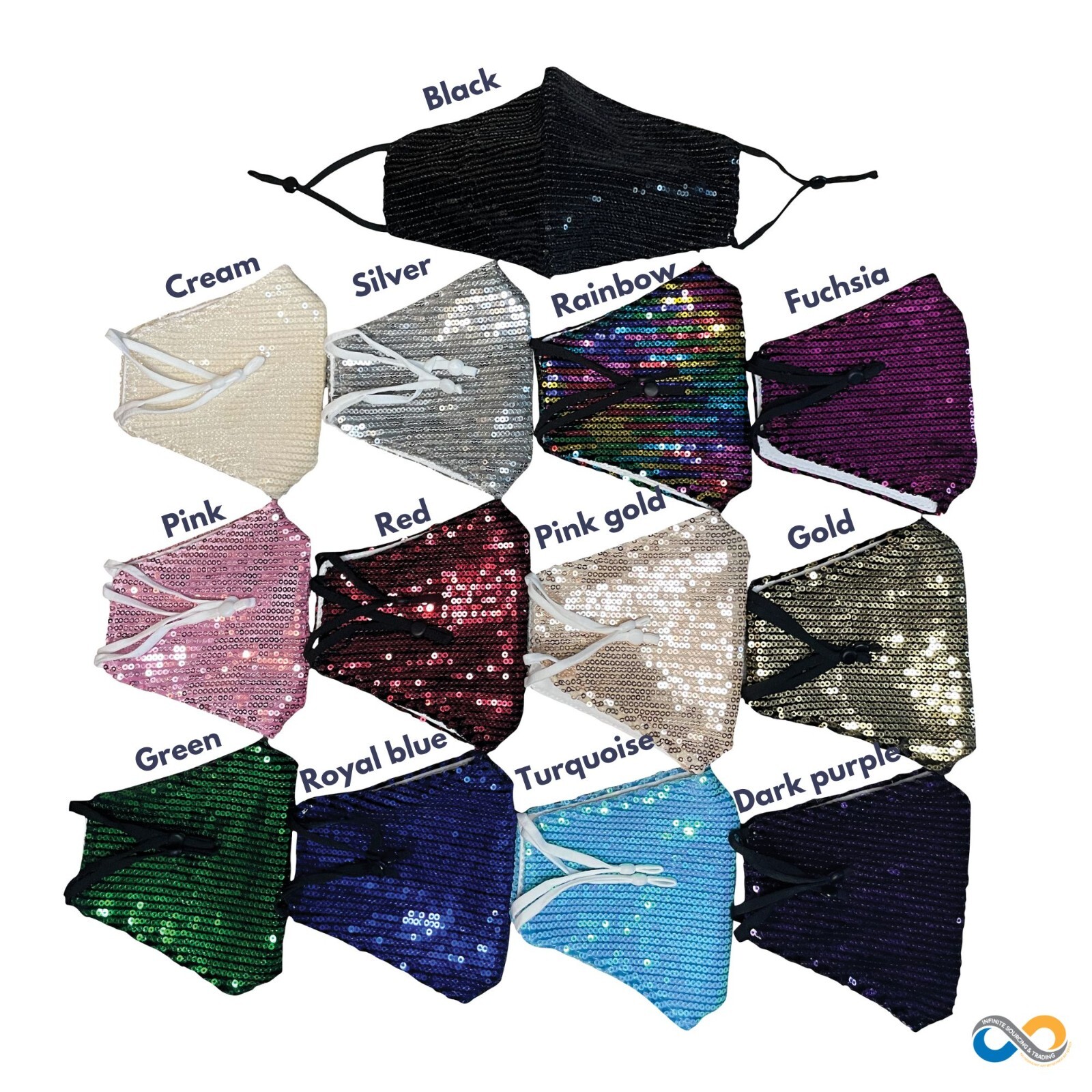 Bling Face Mask, Fashion Washable Sparkly Sequin Face Mask, Cotton Face Mask