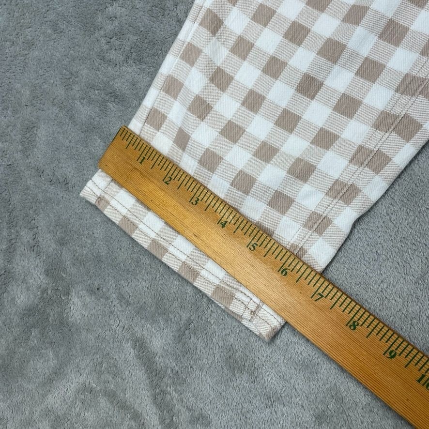 Plaid Womens Cropped Pants Size 16P Gingham Beige & White a0936