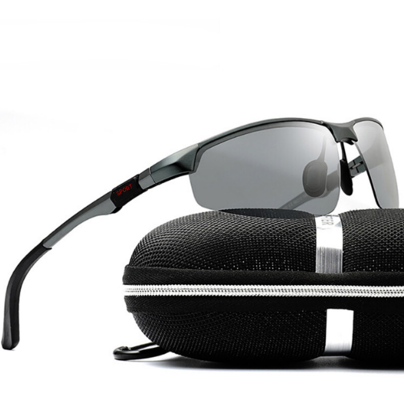 Aluminum Polarized Photochromic Sunglasses Men Chameleon Driving Sports Glasses
