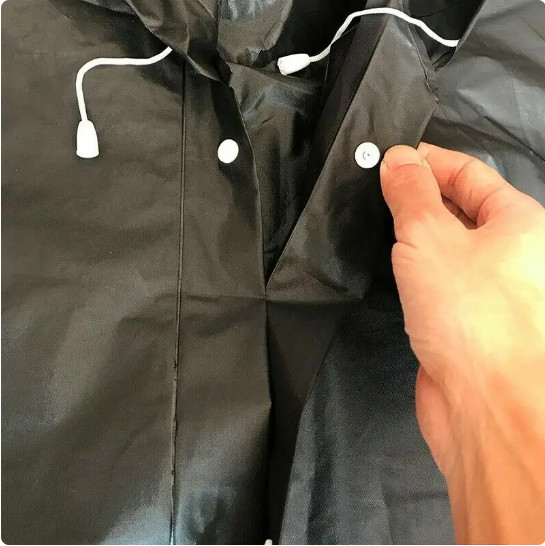 Men Black Waterproof Long Raincoat Hooded Trench Jacket Outdoor Hiking Rain Coat