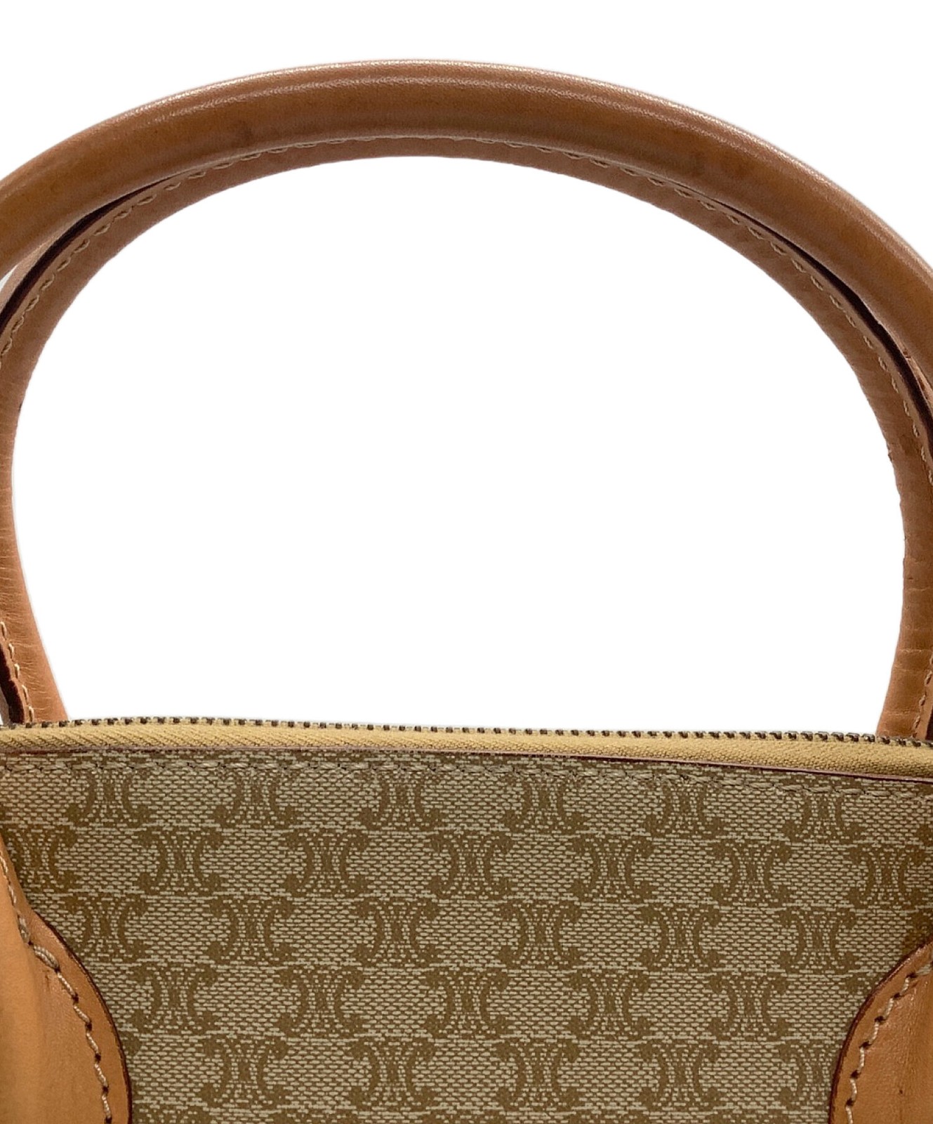 CELINE 2WAY Shoulder Handbag Beige Leather Women Pre-owned Italy Japan F/S USED