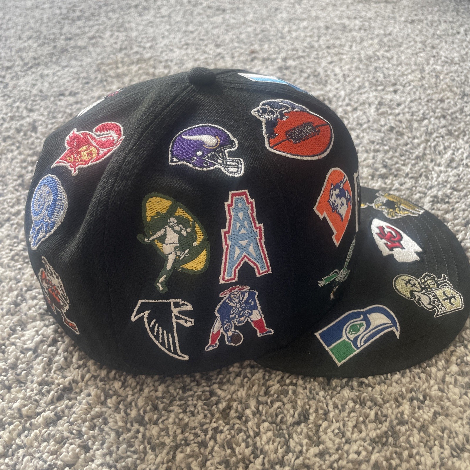NFL Embroidered Multi-Team Men’s Casual Adjustable Black Flat Brim Cap Hat