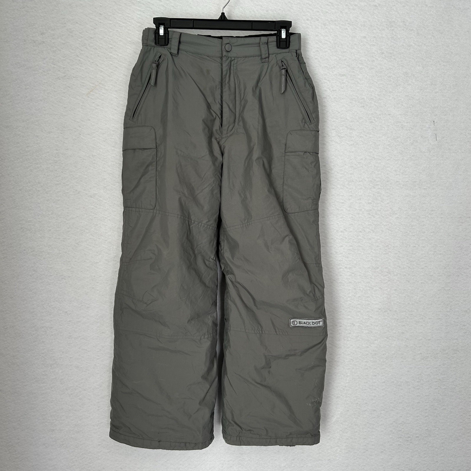 Black Dot Ski Pants Boys L Gray Water Proof Snow Board Insulated Outdoor Youth