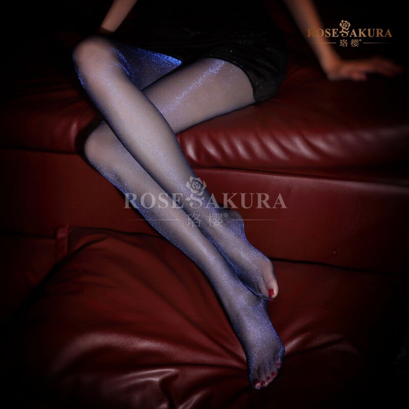 Rose Sakura Lurex Sparkle Shiny Glossy Open Crotchless Stocking Pantyhose 7378