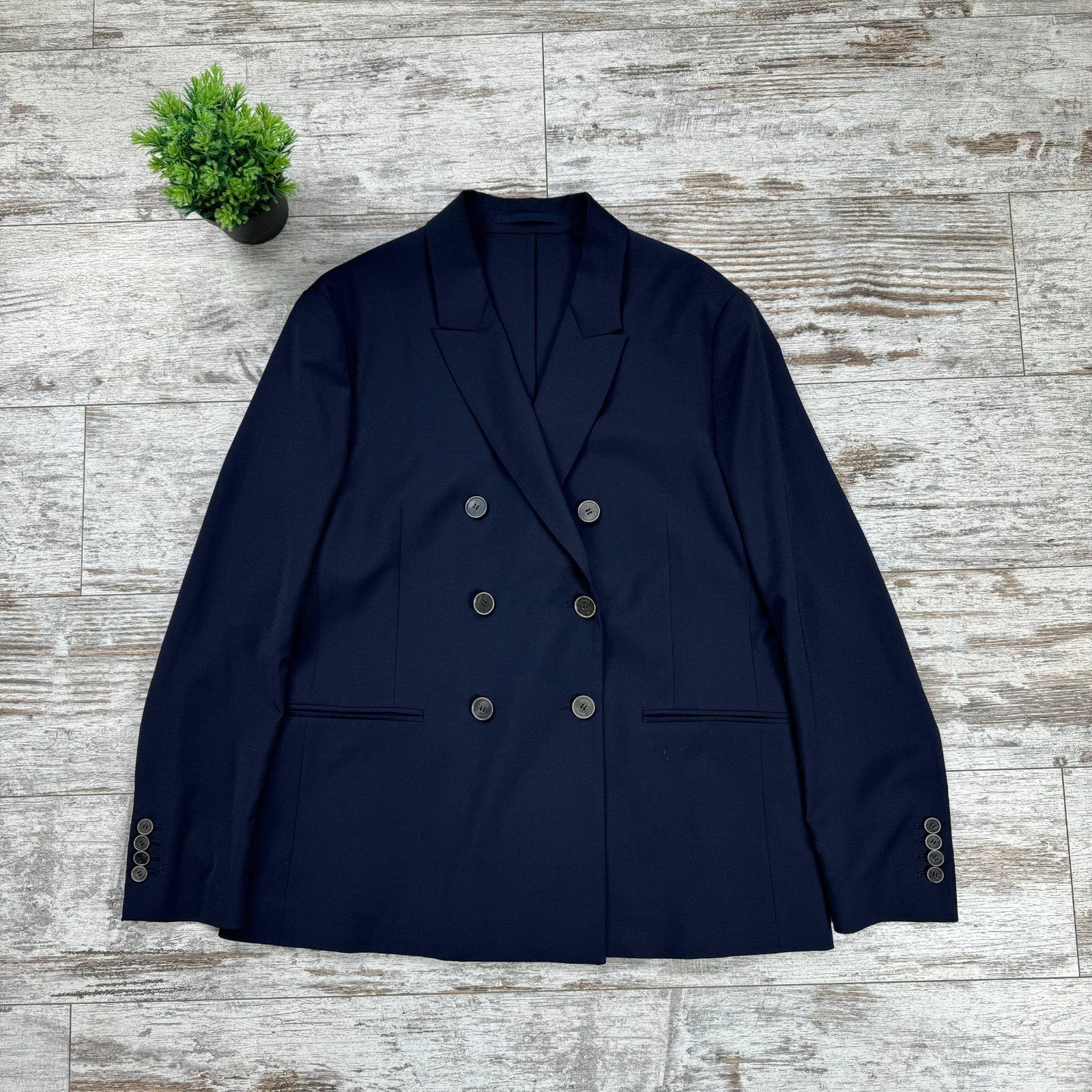 Eleventy Blazer Men’s Navy Blue Double Breasted 6 Button Double Vented Size 48