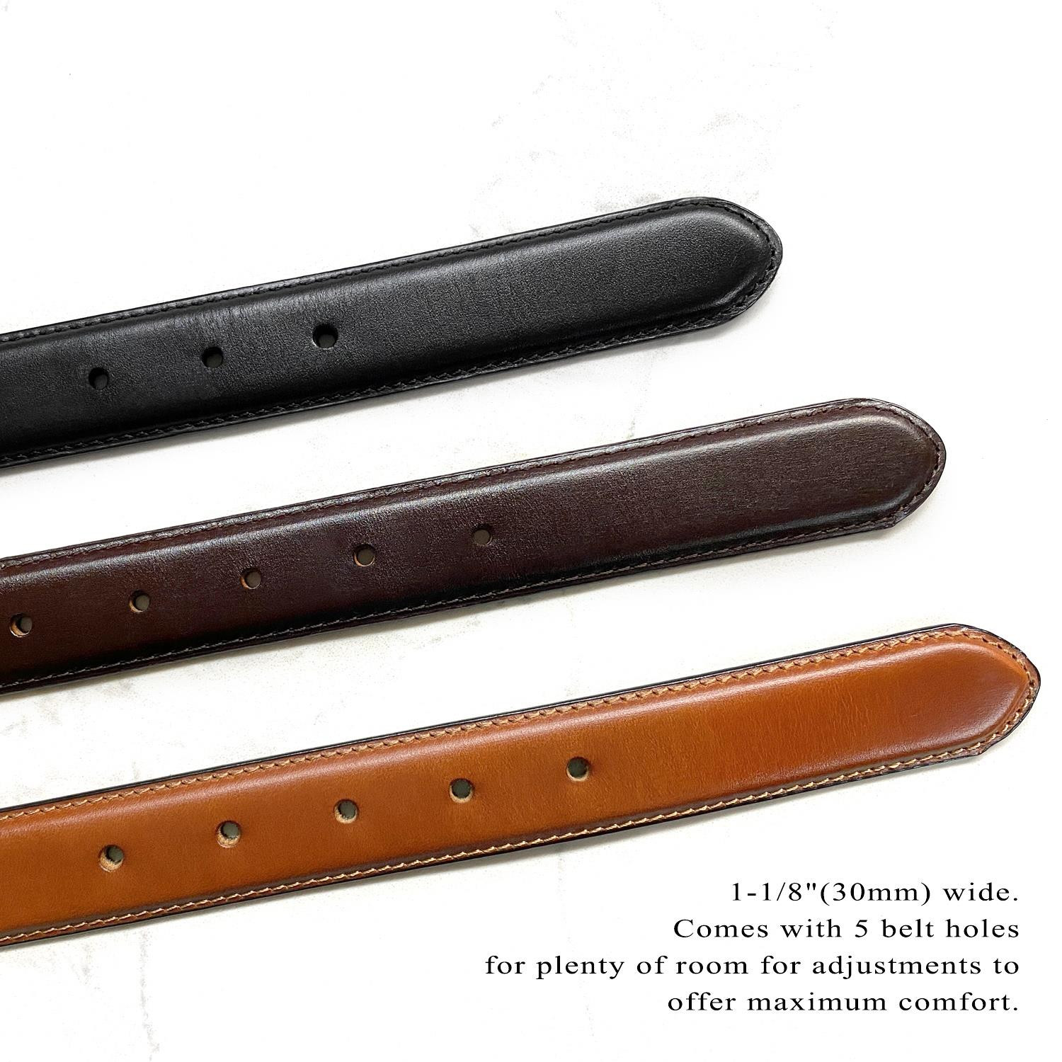 Men’s Belt Oil-Tanned Genuine Leather Italian Dress Belt 1-1/8″(30mm) Wide