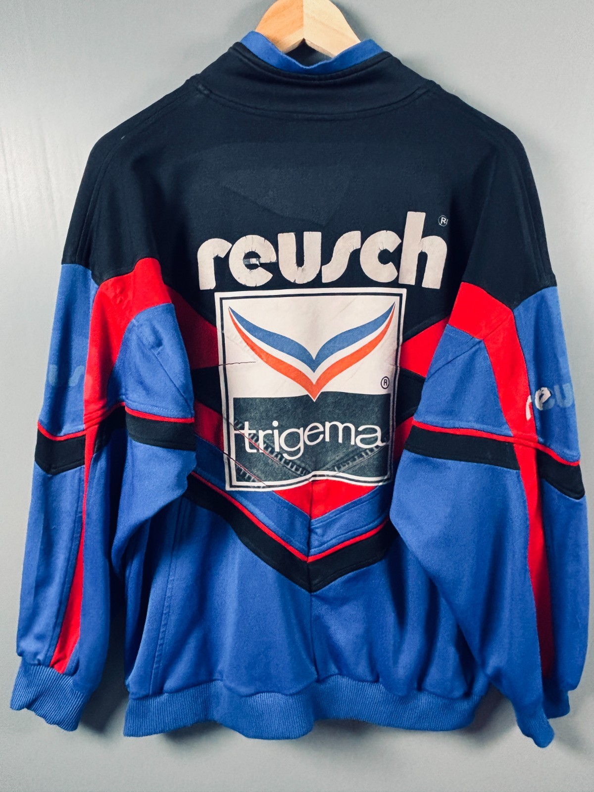 Vintage Reusch Trigema Sweatshirt Mens Large 90s Ski Track Top Germany Retro