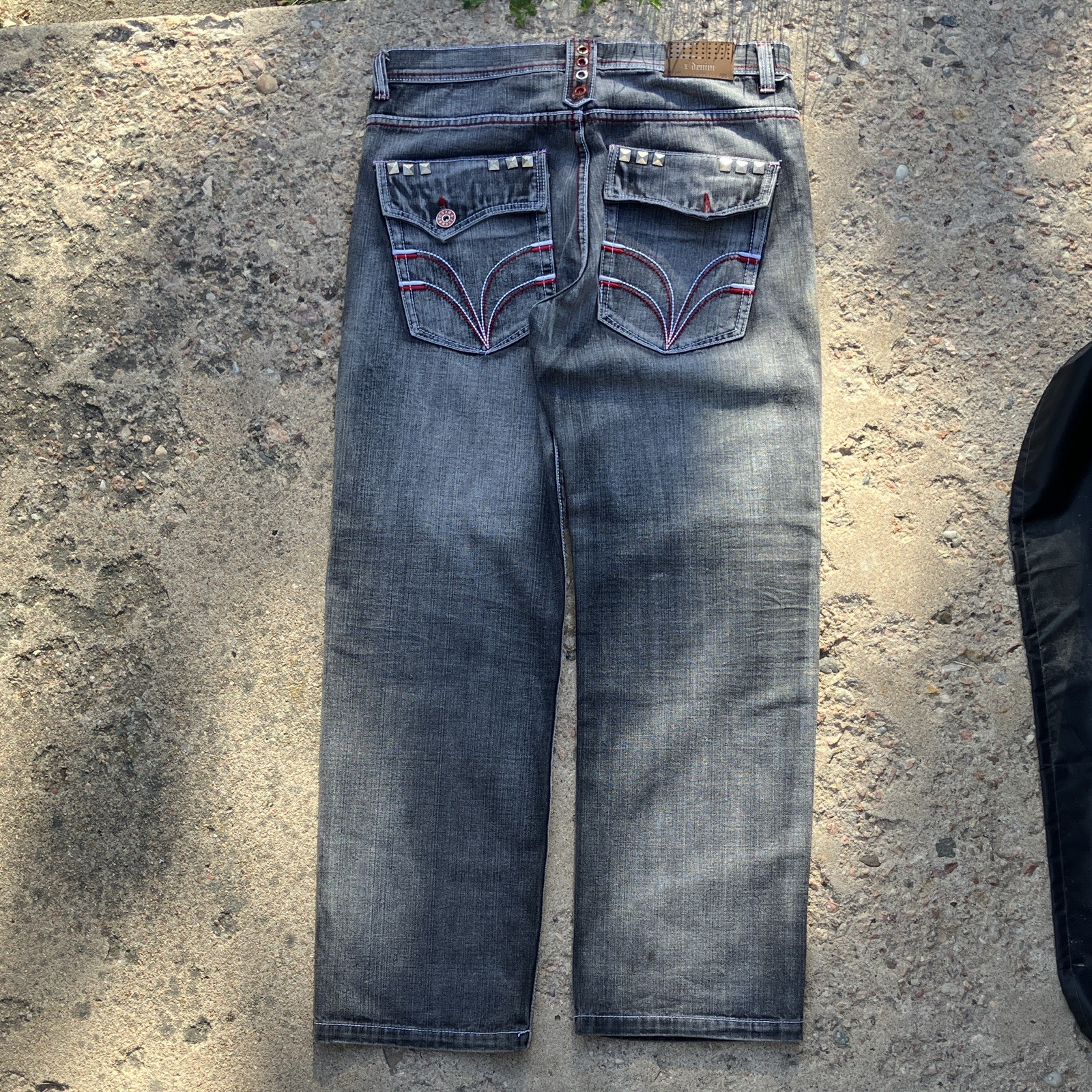 Z Denim Premium Collection Gray Baggy Jeans y2k style studded 100% Cotton