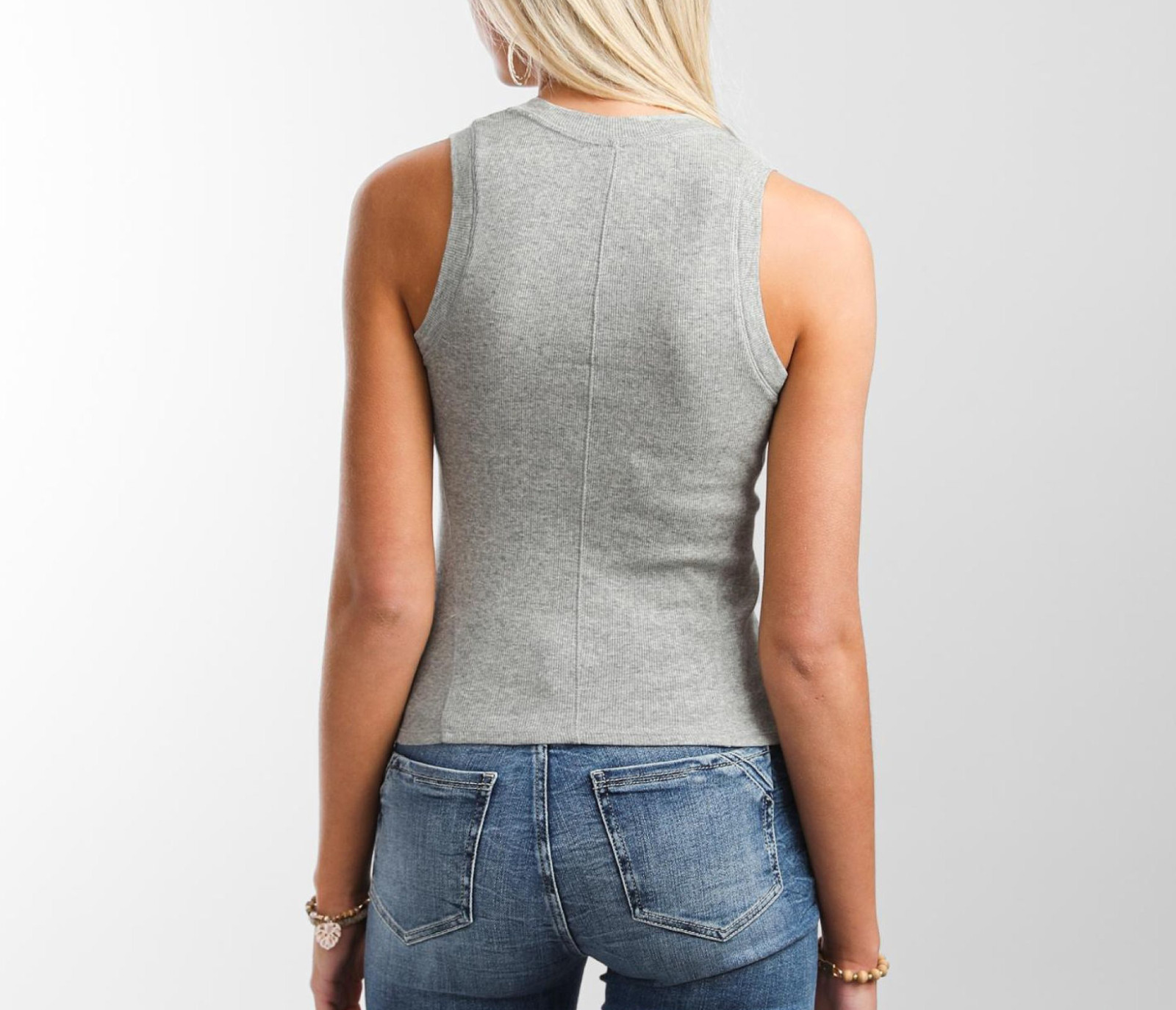 Free People Intimately Heather Grey Sleeveless Ribbed U-Neck Tank Sz S