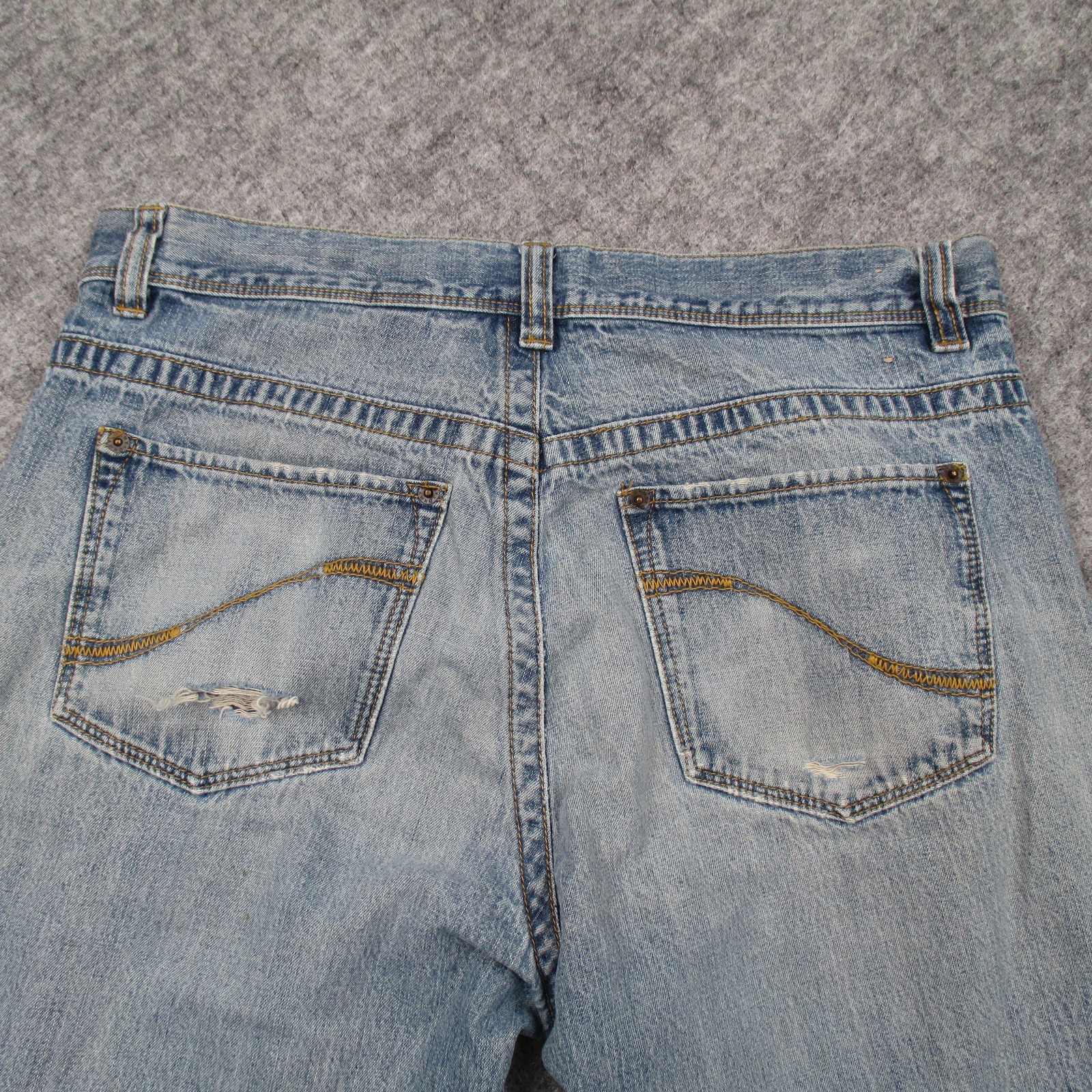DKNY Jeans Mens Jeans 33×30 Blue Straight Leg Distressed Denim Y2K 100% Cotton