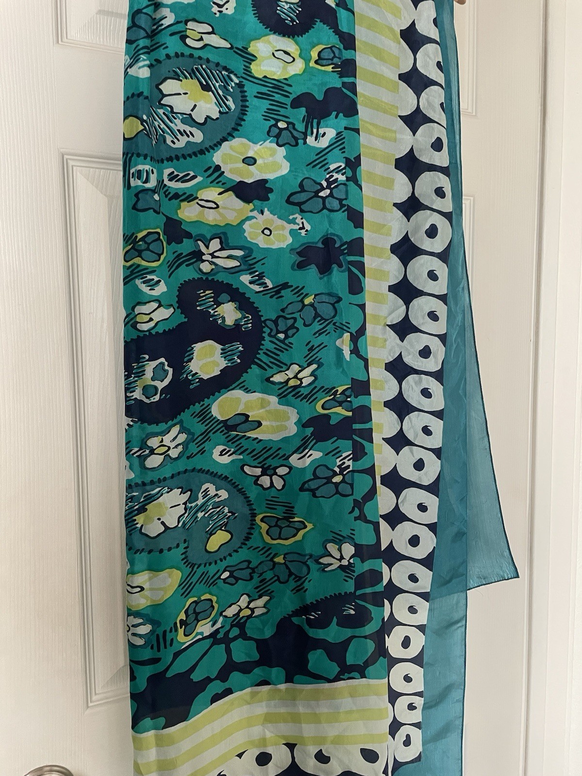 Lucky Brand 100% Silk 42” x 75” Scarf Floral Boho Live in Love Flaws!