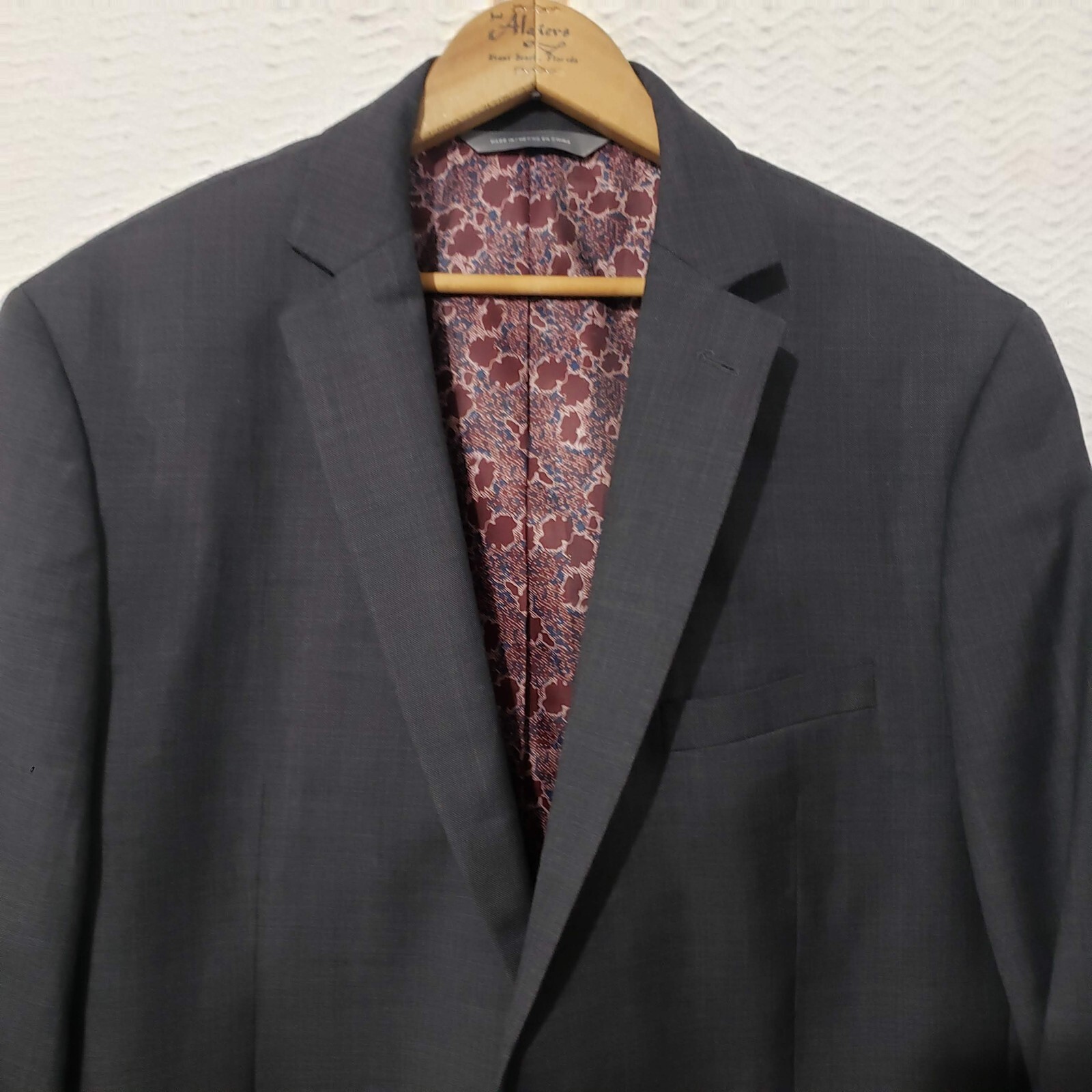 Perry Ellis Premium Slim Fit Charcoal Wool Blend Blazer Double-Vented 44R/38W