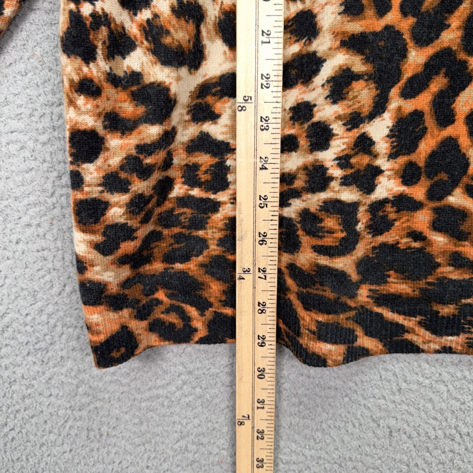 Talbots Sweater Womens 3X Brown Leopard Print Pure Cashmere Pullover