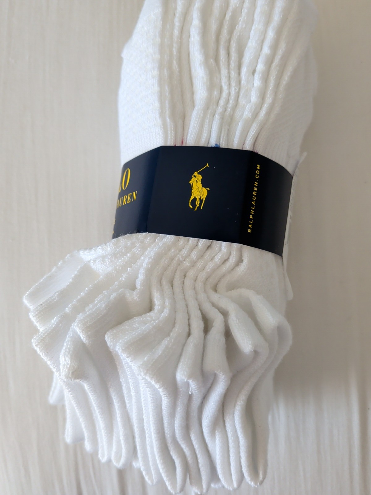 NEW 6 PAIRS PACK POLO RALPH LAUREN WOMEN NO SHOW SOCKS WHITE Pony Stripe 9-11