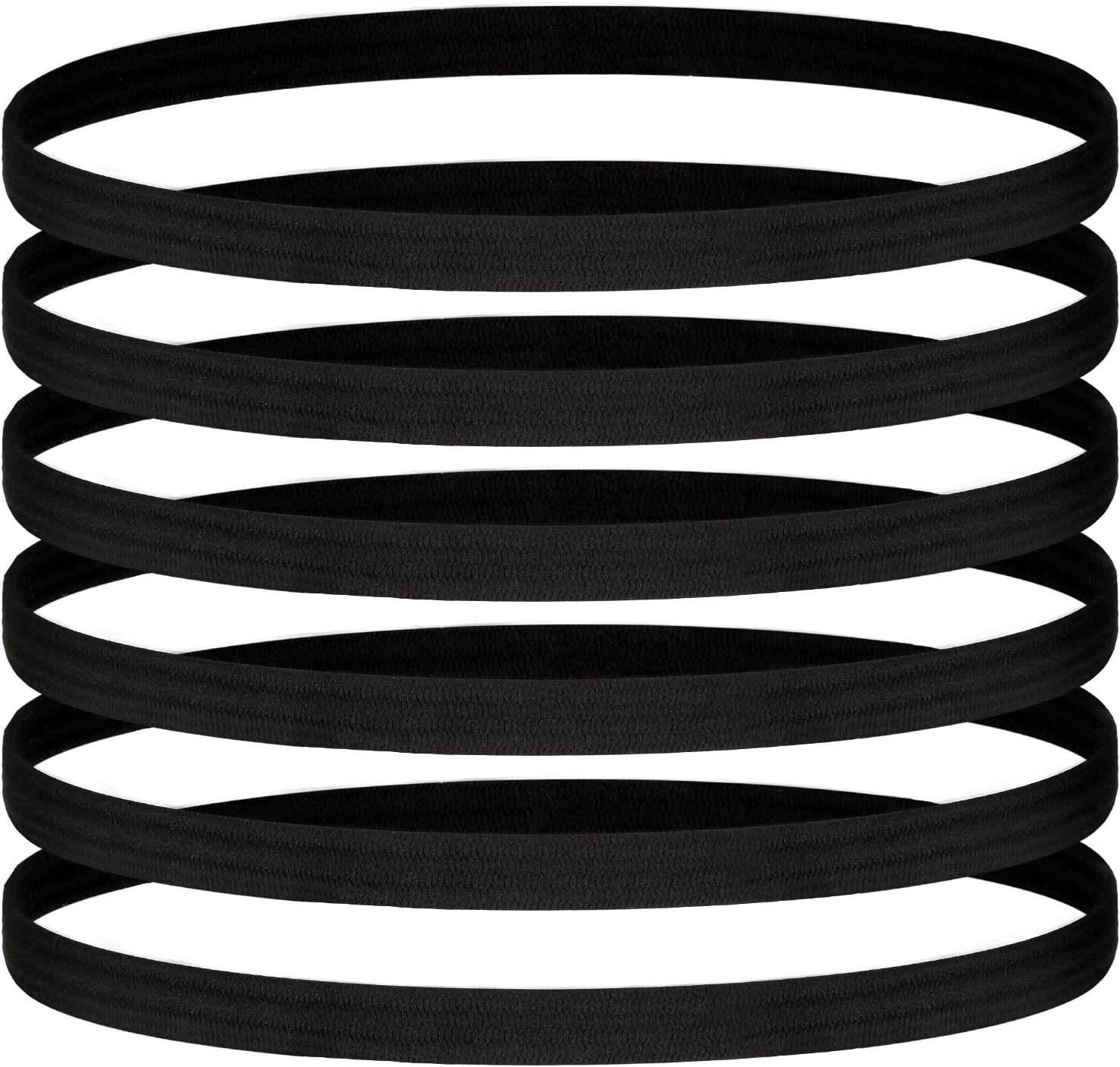 24 Pieces Thin Sports Elastic Headbands Black Skinny Athletic Exercise Hair Band