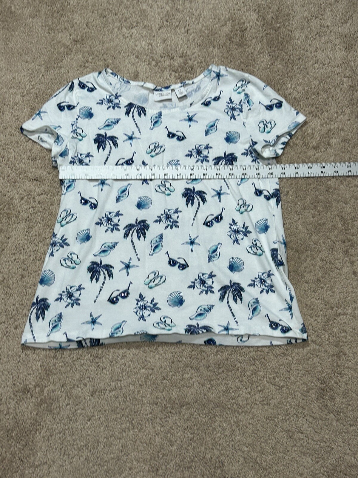 Weekends by Chico’s Womens Shirt Size 0 Multicolor Summer Beach Embellished