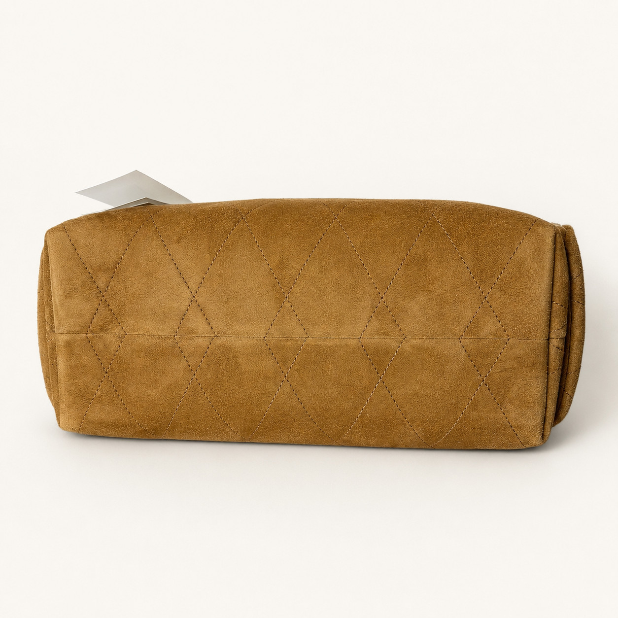Authentic Tory Burch Charlie Quilted Toffee Suede Drawstring Bag Wild Tabacco