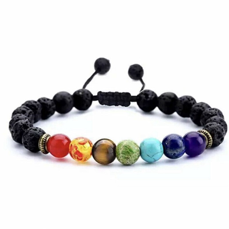 7 Chakra Bracelet Gift Healing Balance Anxiety Stress Yoga Crystal Stones