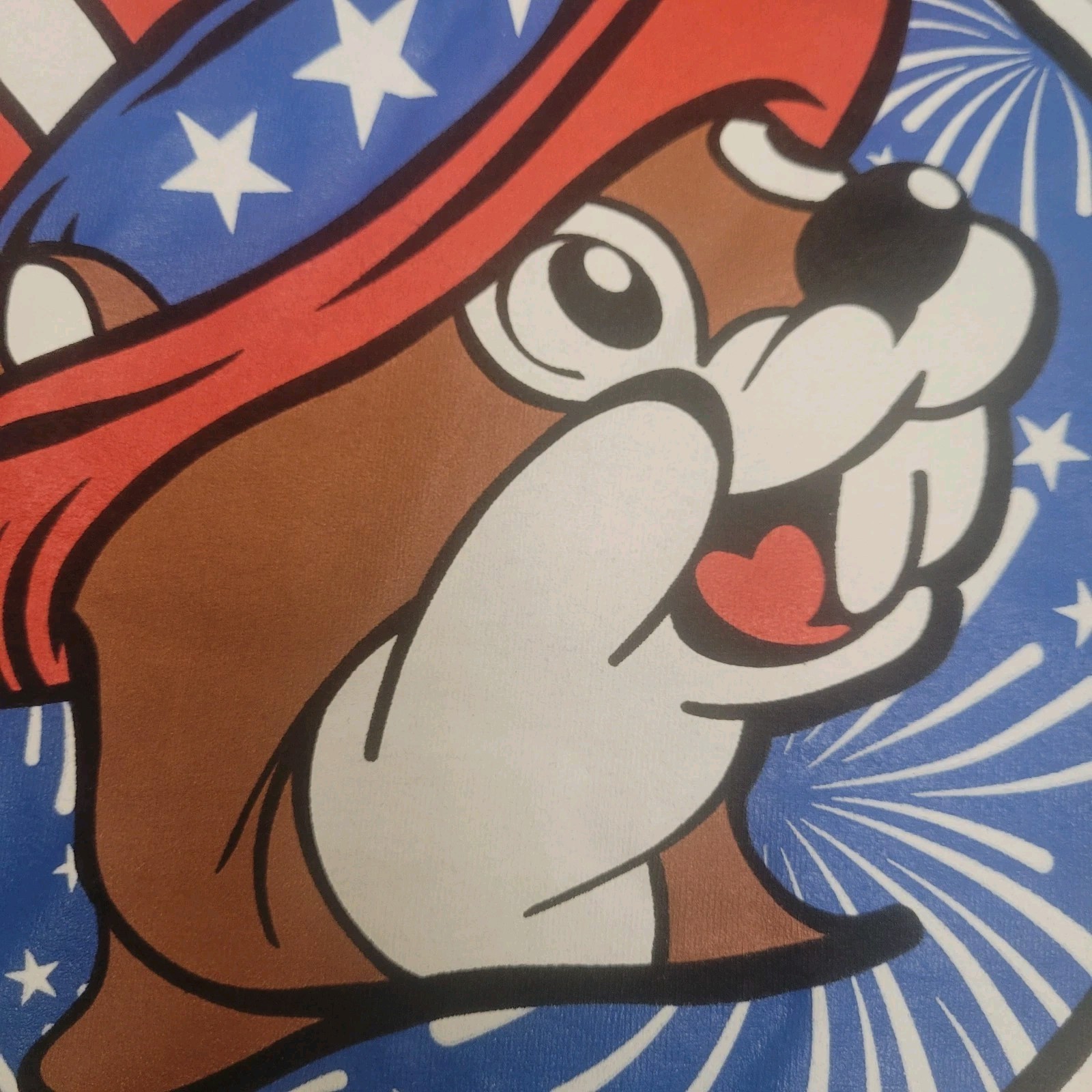 Buc-ee’s 4th Of July SZ. Sm. NWT Tye- Dye Beaver Uncle Sam Tag Date 2020