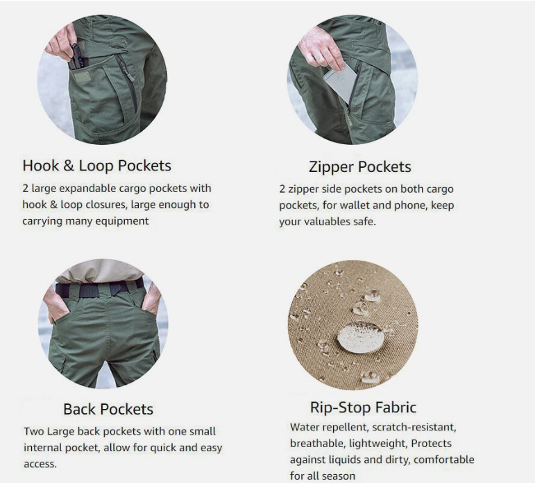 Mens Cargo Pants Tactical Waterproof Work Outdoor Hiking Combat Trousers US