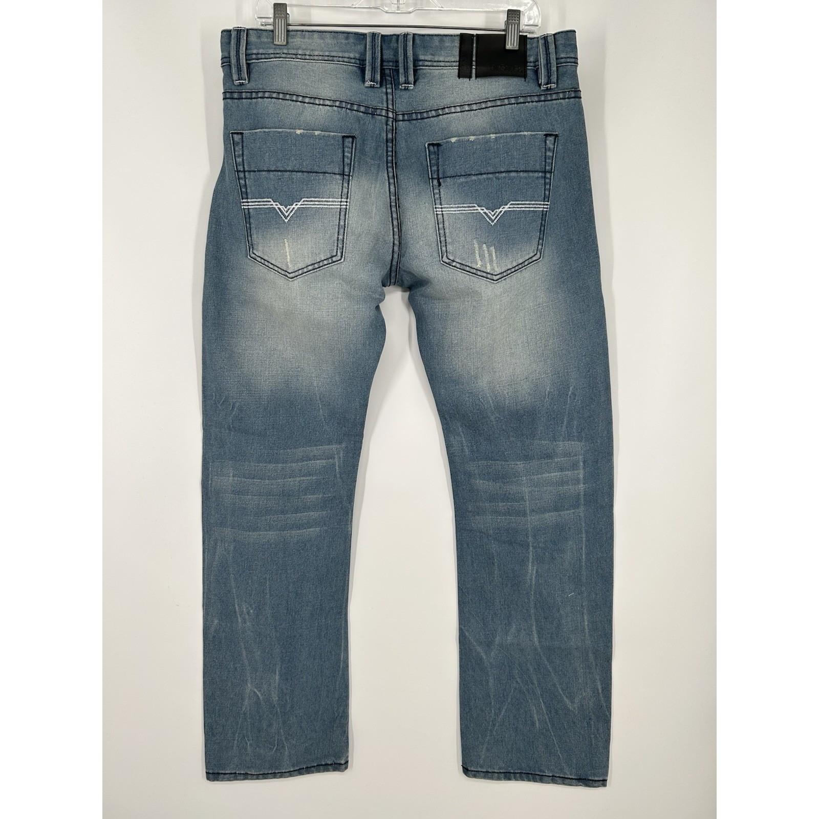 Diesel Larkee Straight Leg Regular Fit Medium Wash Distressed Jeans Size 33×32
