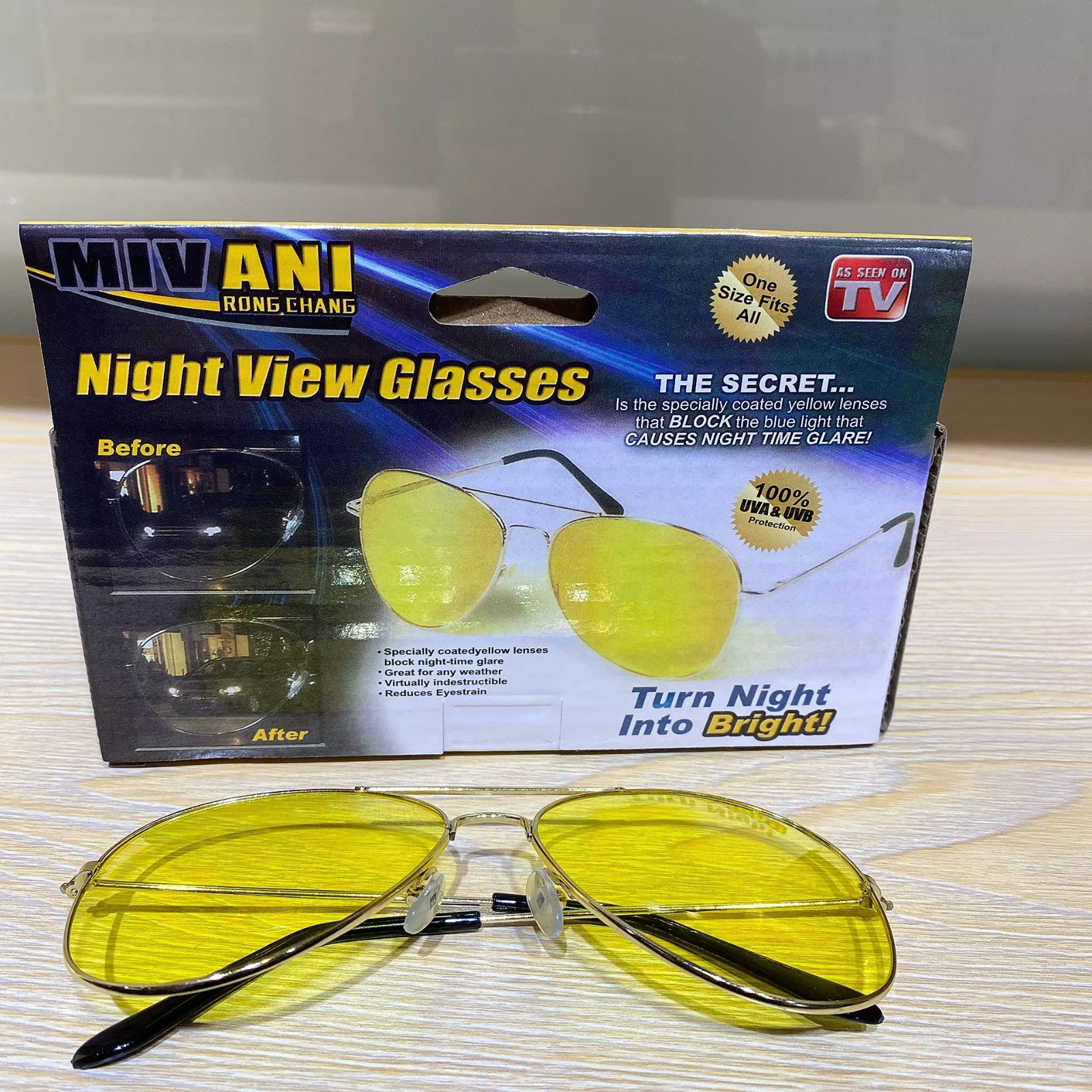 New As Seen On Tv Tac Night Vision Driving Glasses for Men Women HD Sunglasses