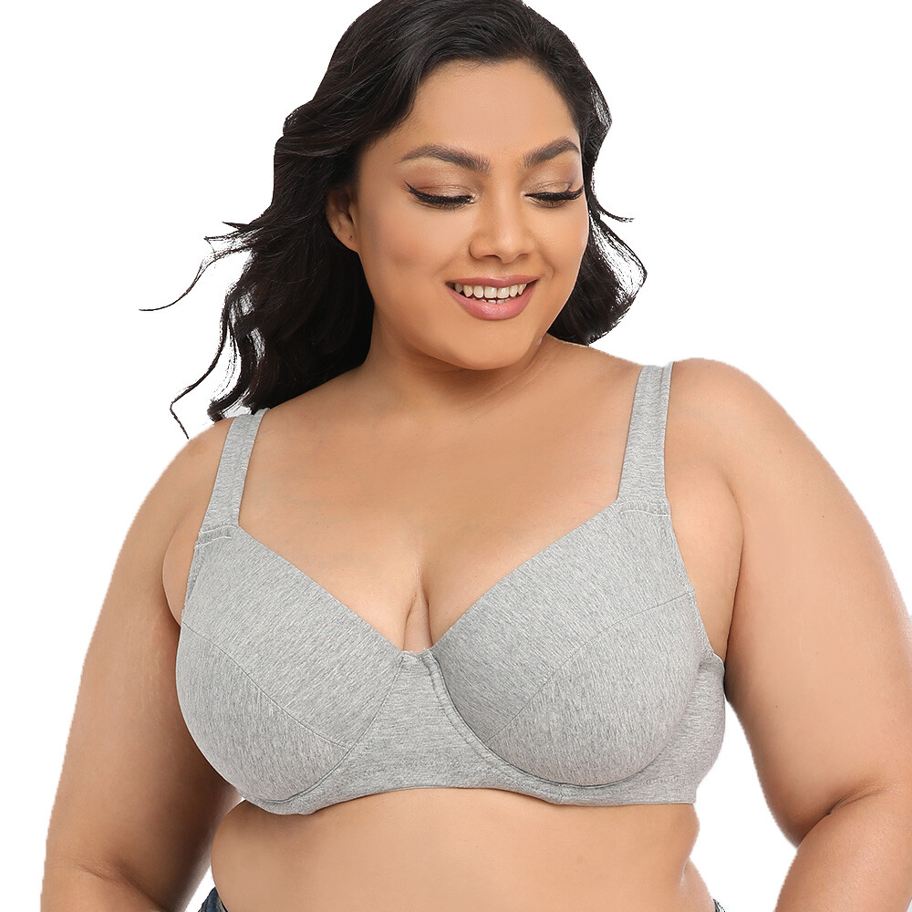 Women’s Underwire Plus Size Full Cup Cotton Non Padded Comfort Bra 34-54 BCDEFG