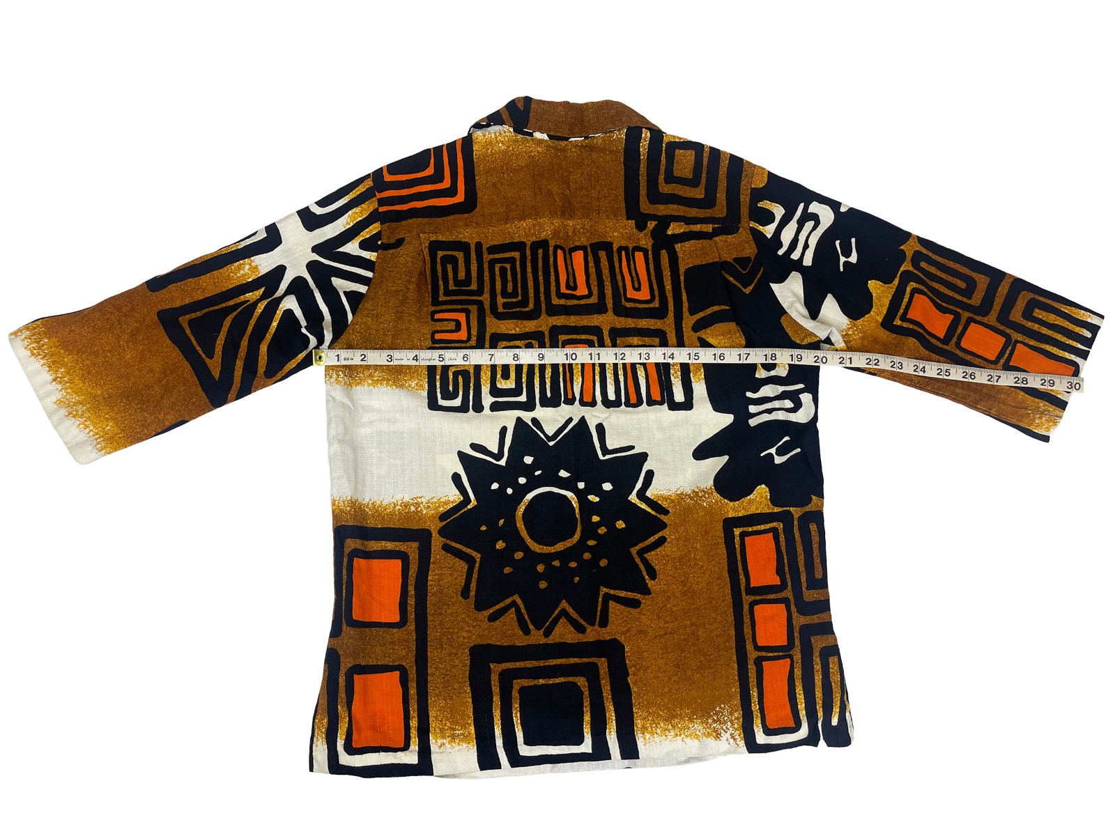 Vintage 1960s 70s Diamond Head Hawaii Tiki Barkcloth Pullover Shirt Mens M Mod
