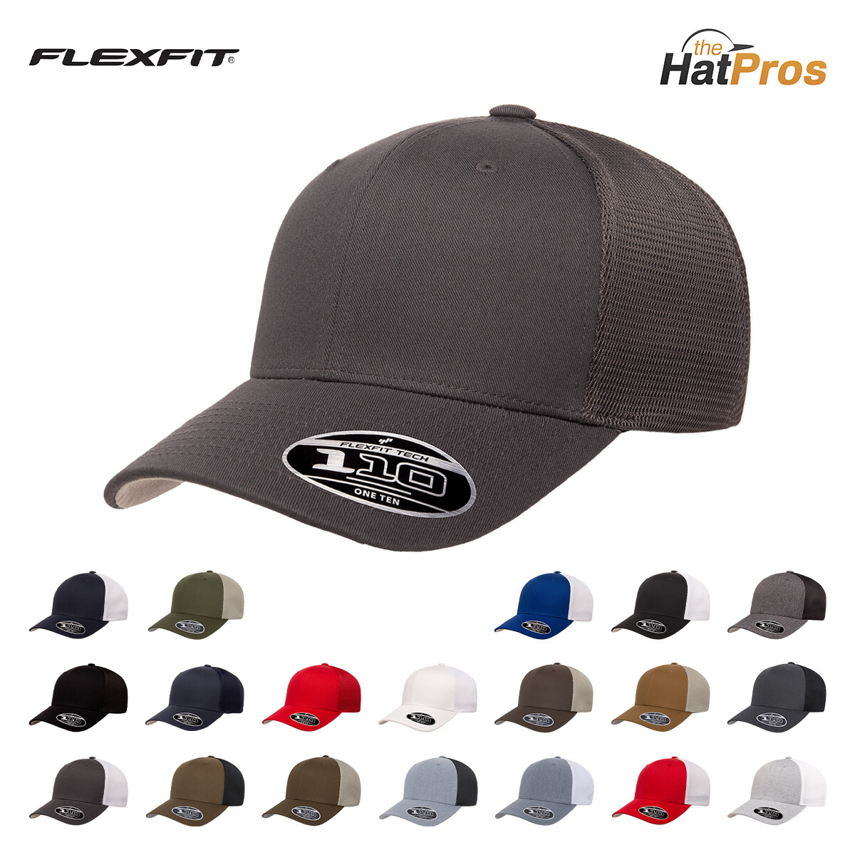 Flexfit Trucker Hat 110 6 Panel Adjustable OSFM Mesh Cap 2-Tone Flex Fit 110M/MT